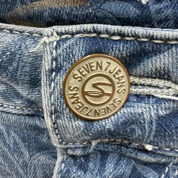 SEVEN Delaney Denim Mini Skirt Floral Paisley Sz 12 - Picture 7 of 7